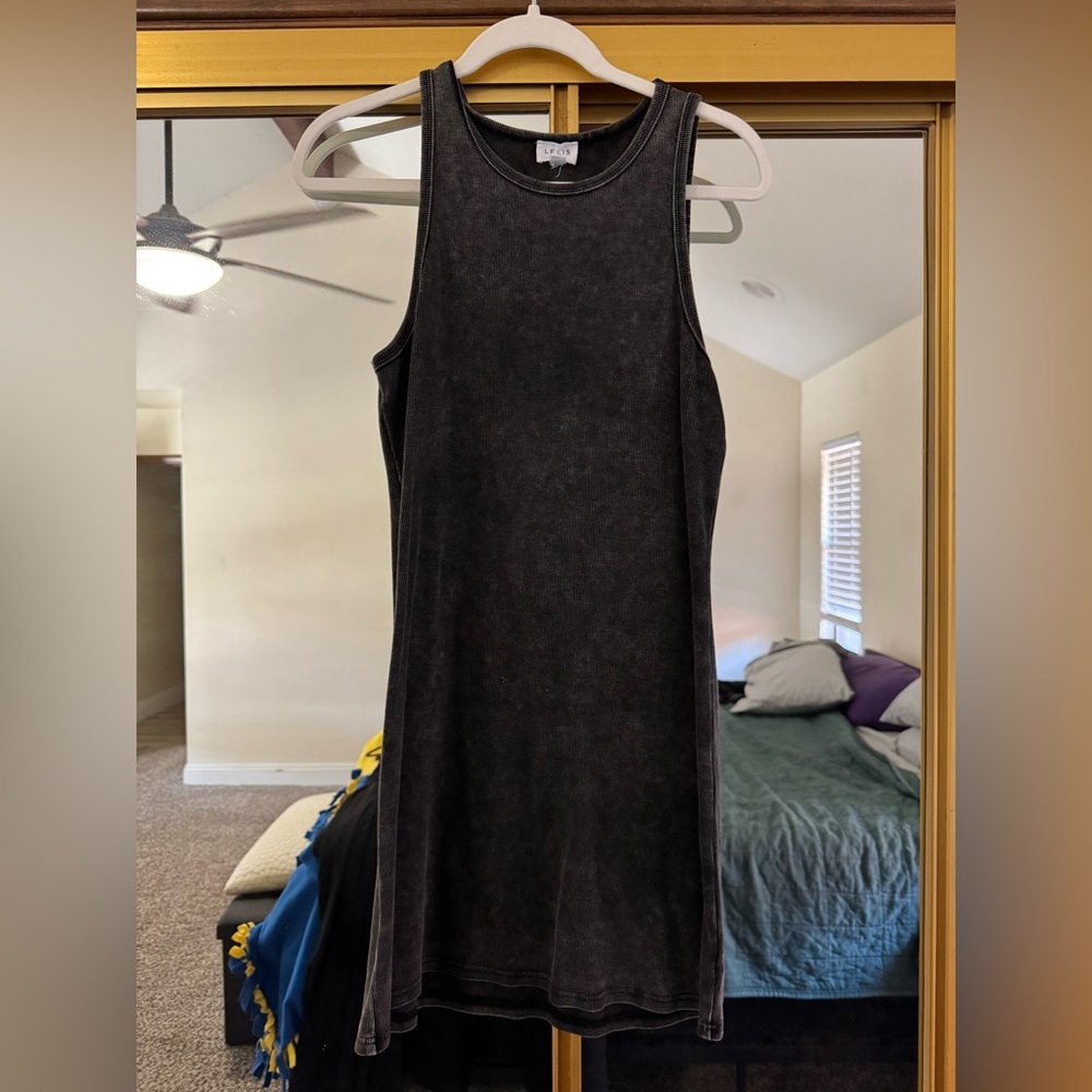 Le Lis Gray Halter Sheath Midi Dress